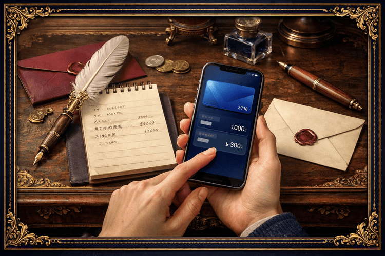 スマホで後払い設定を確認しながら資金計画を立てるイメージ